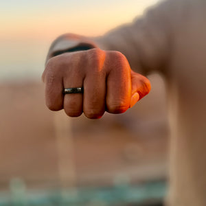 Narrow Ceramic Black Payment Ring