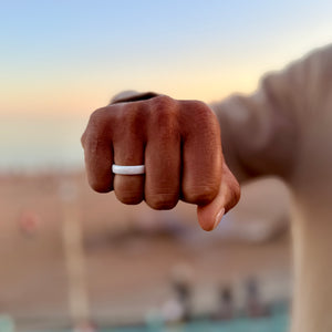 Narrow Ceramic White Payment Ring