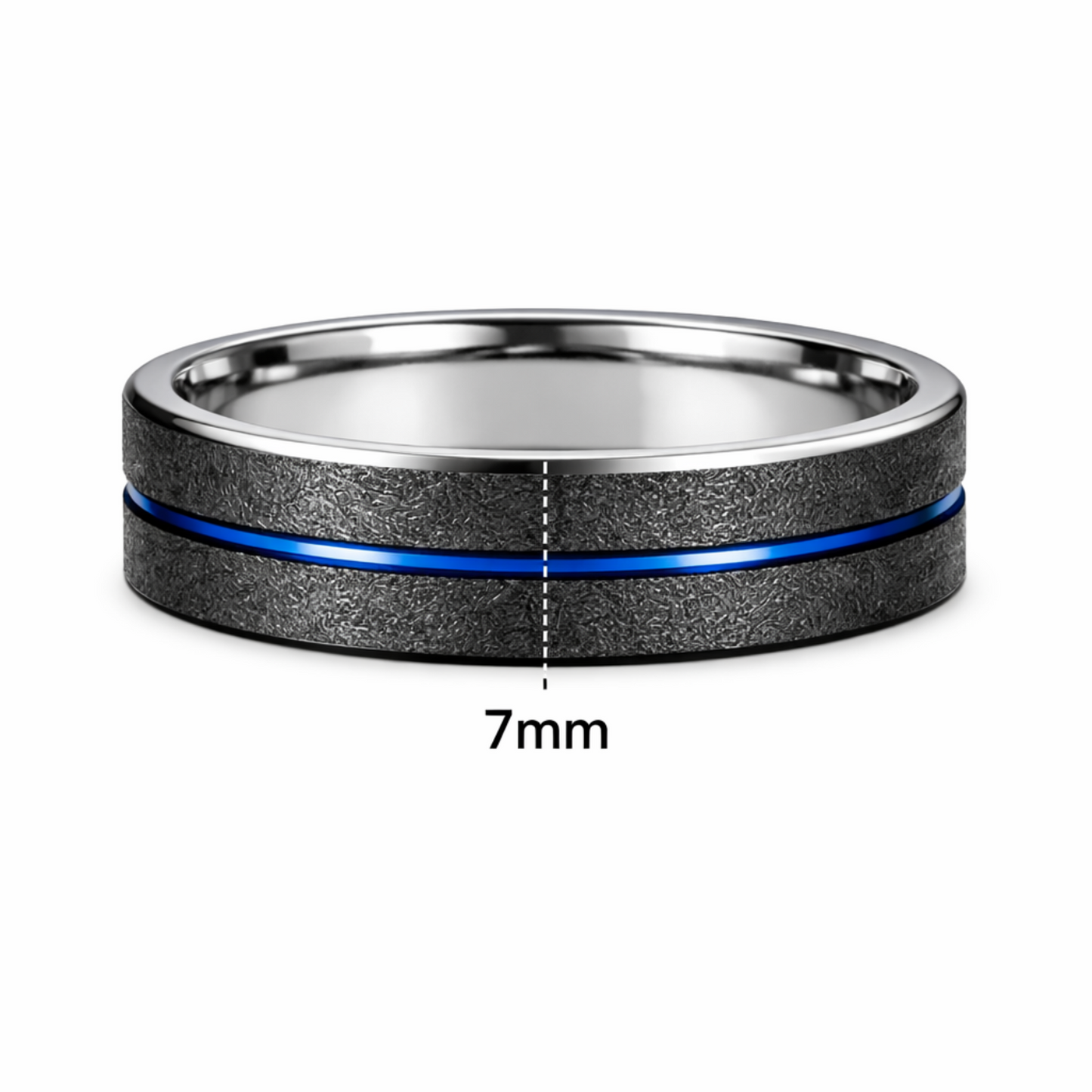 Twinn Metal Blue 7mm contactless payment ring profile