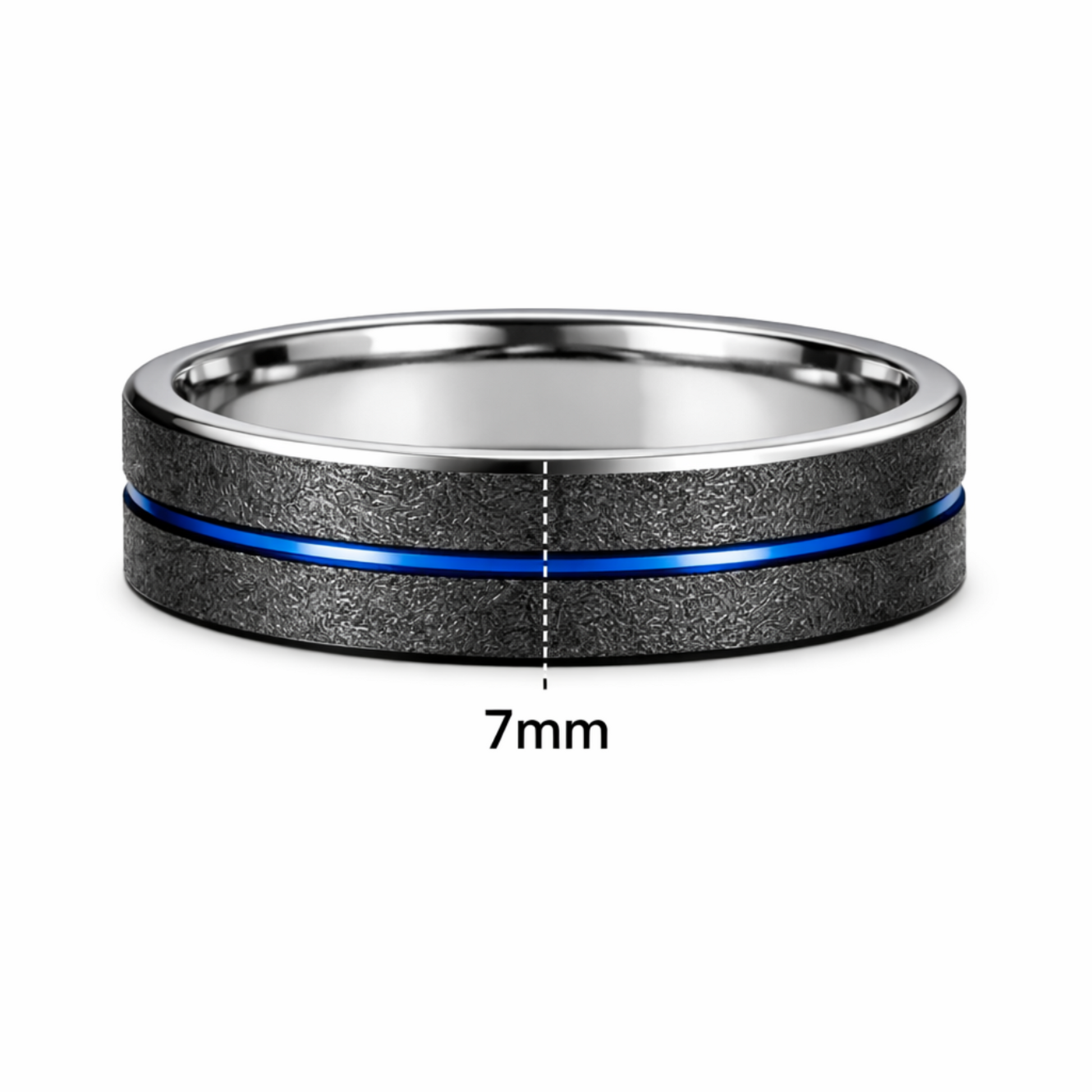 Twinn Metal Blue 7mm contactless payment ring profile